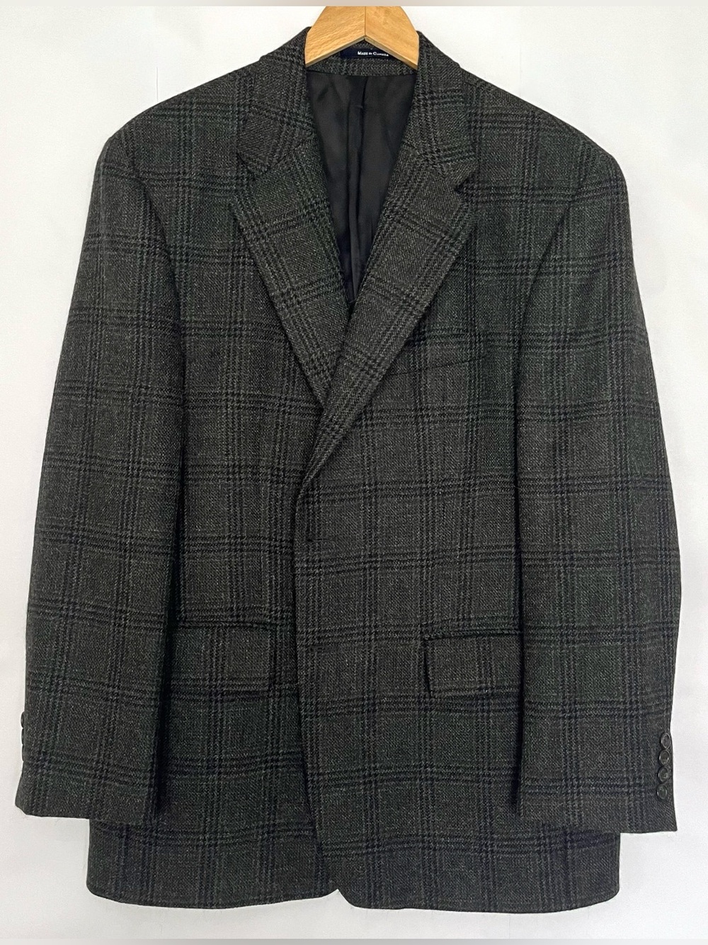 Ralph Lauren Chaps Sport Coat Plaid Wool Alpaca Blazer Jacket Size 42R Gray Blue